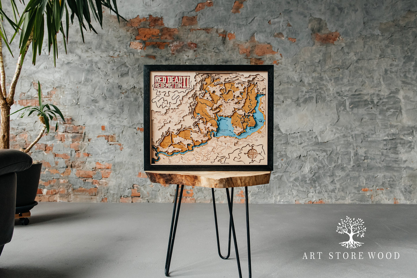 Texture close-up highlighting wood layers and fine engraving on RDR2 map