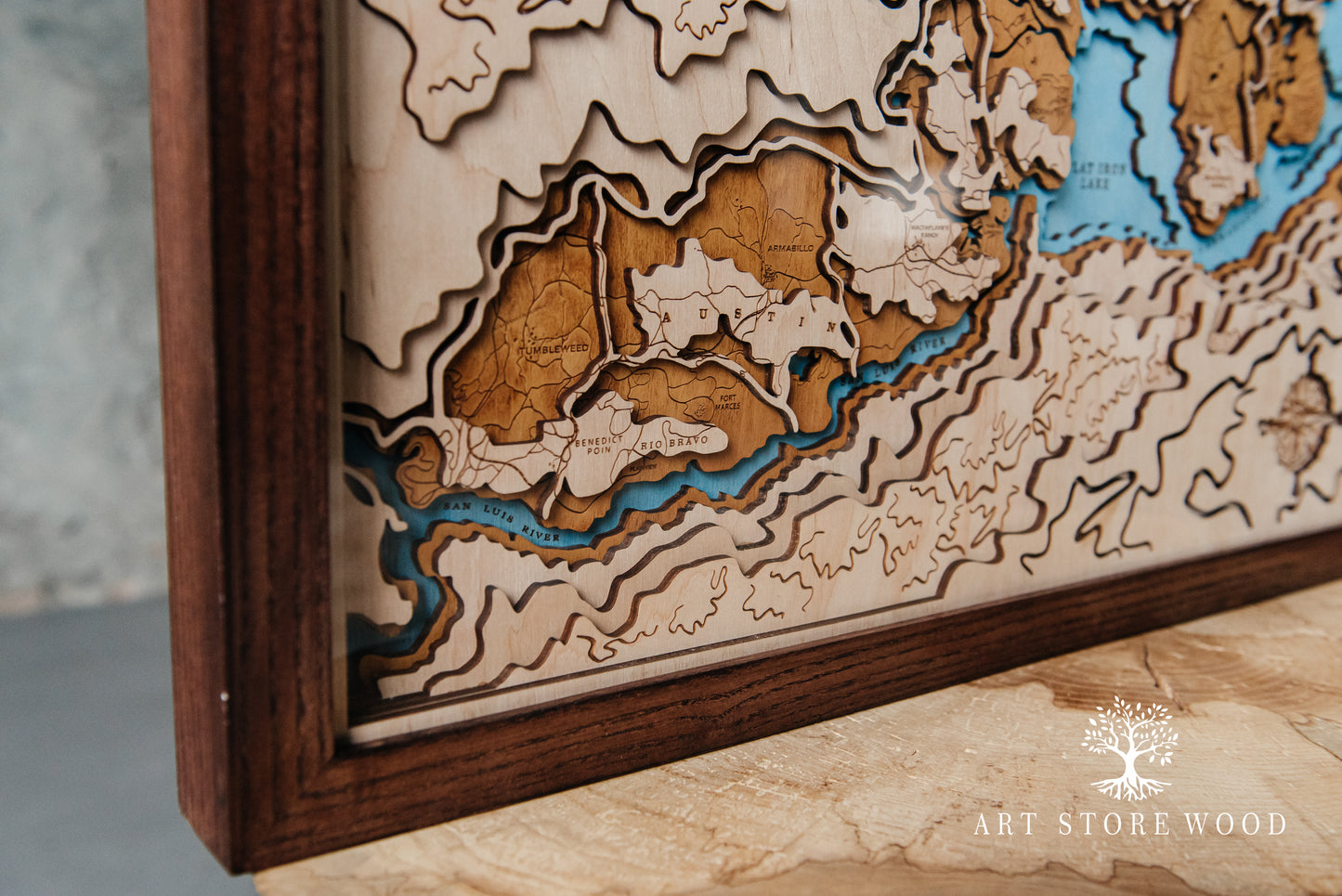 Handcrafted wooden map of the Red Dead Redemption 2 world, wall décor