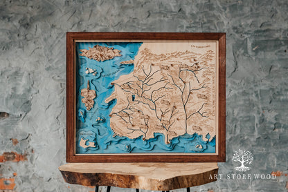The Wheel of Time 3D wooden map wall art – fantasy world of Randland