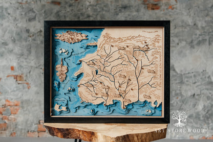 Premium birch plywood finish on The Wheel of Time wooden map fantasy wall art