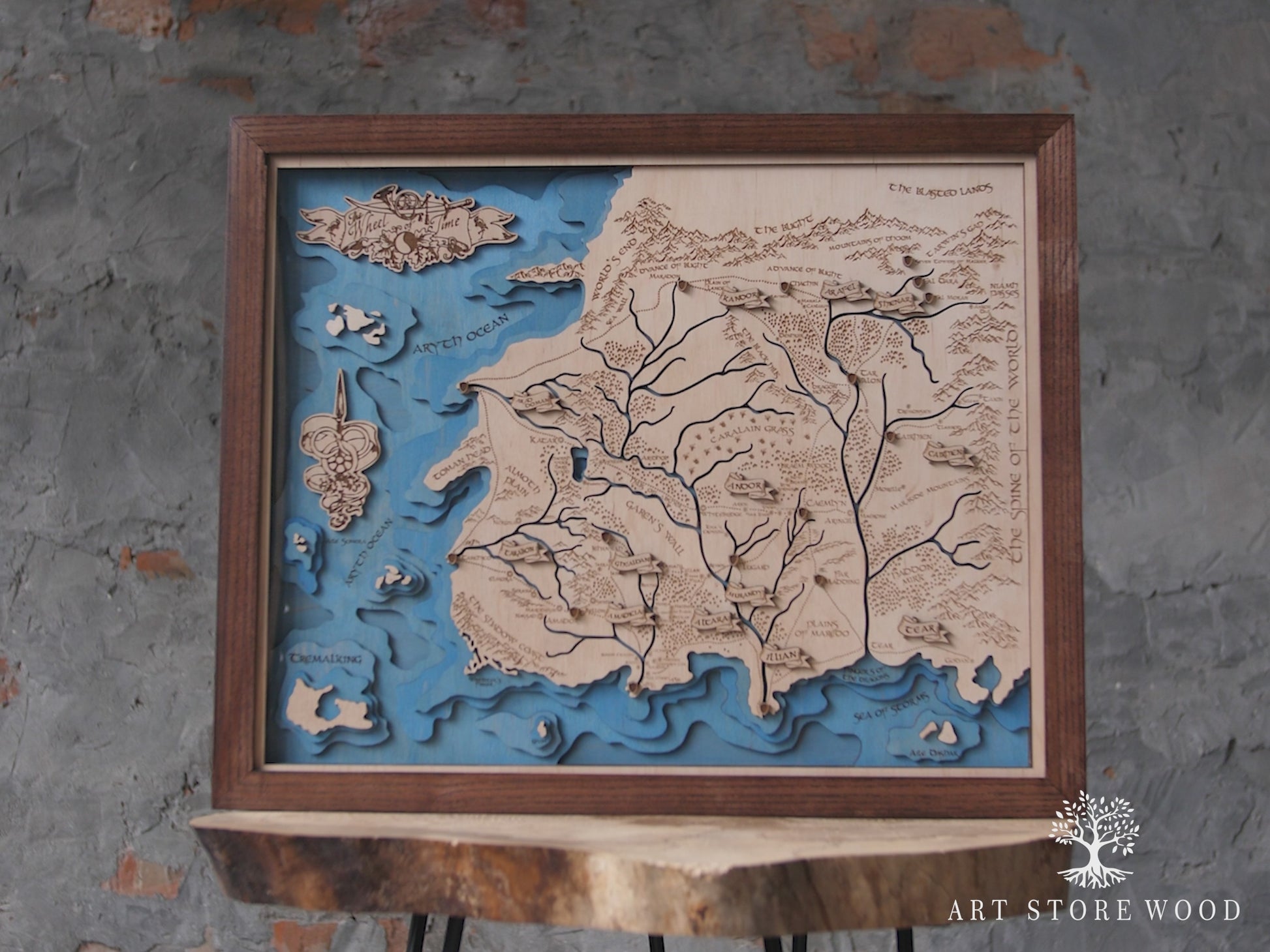 Video preview of The Wheel of Time 3D wooden map showcasing layered craftsmanship