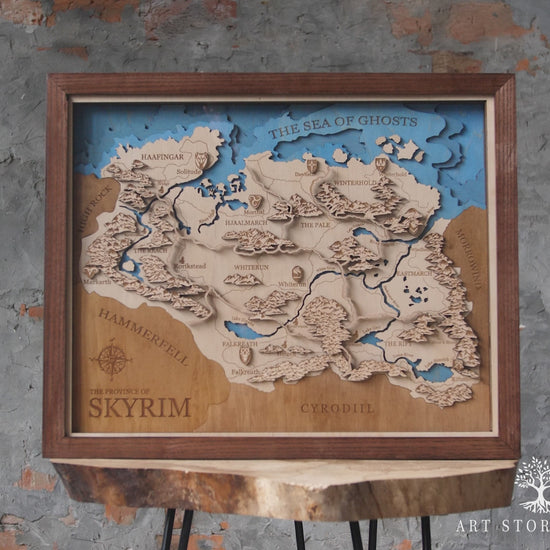 Video preview of Skyrim 3D wooden map